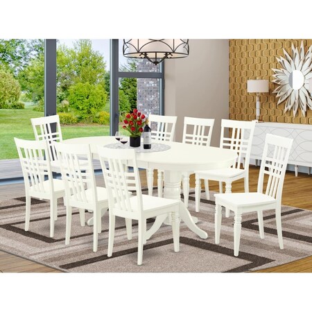 East West Furniture 9 Piece Vancouver Dining Room Set - Linen White VALG9-LWH-W